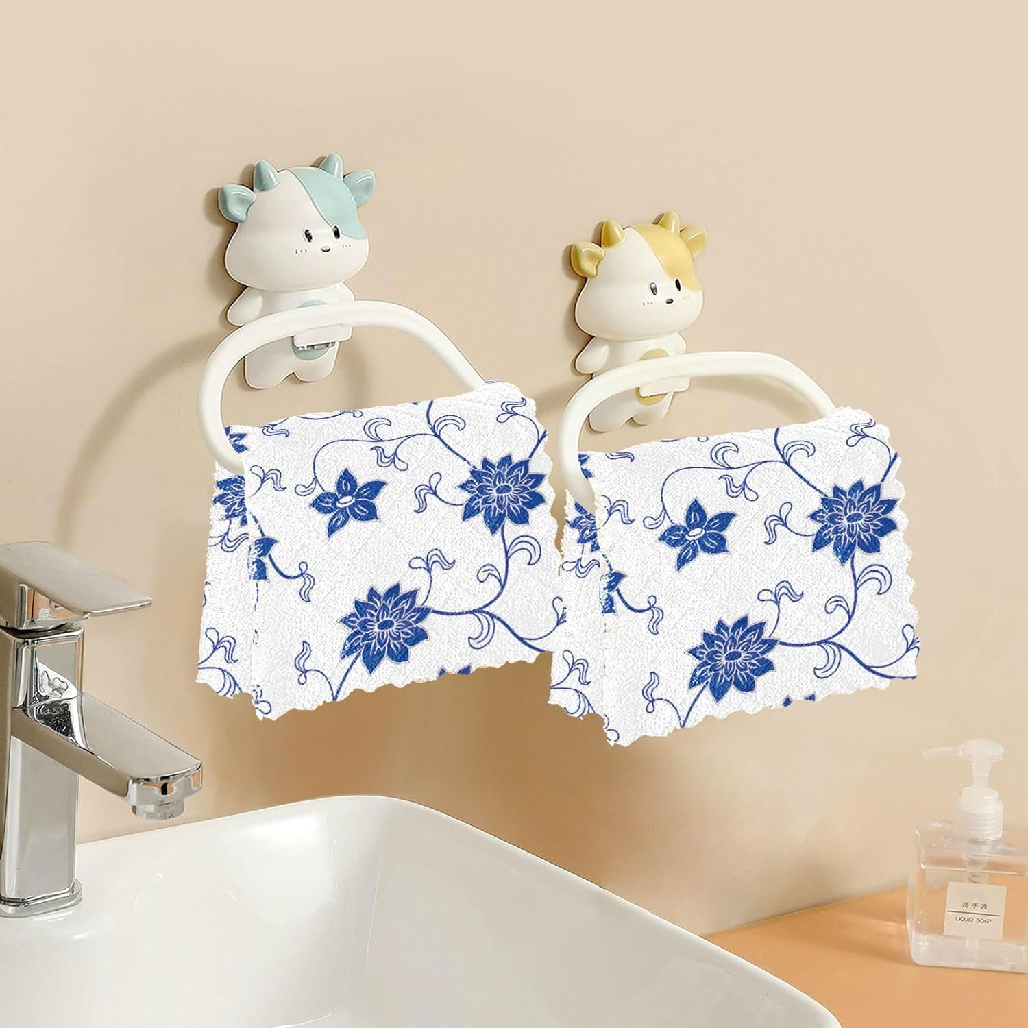 FRODOTGV Juego de toallas de cocina y paños de cocina con patrón de porcelana china azul blanco y azul de secado rápido de microfibra de secado