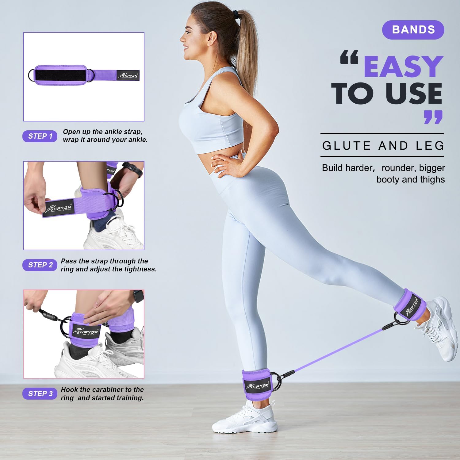 Bandas de resistencia de tobillo, bandas de tobillo para entrenar con puños, bandas de resistencia para entrenamiento de piernas y glúteos, equipo