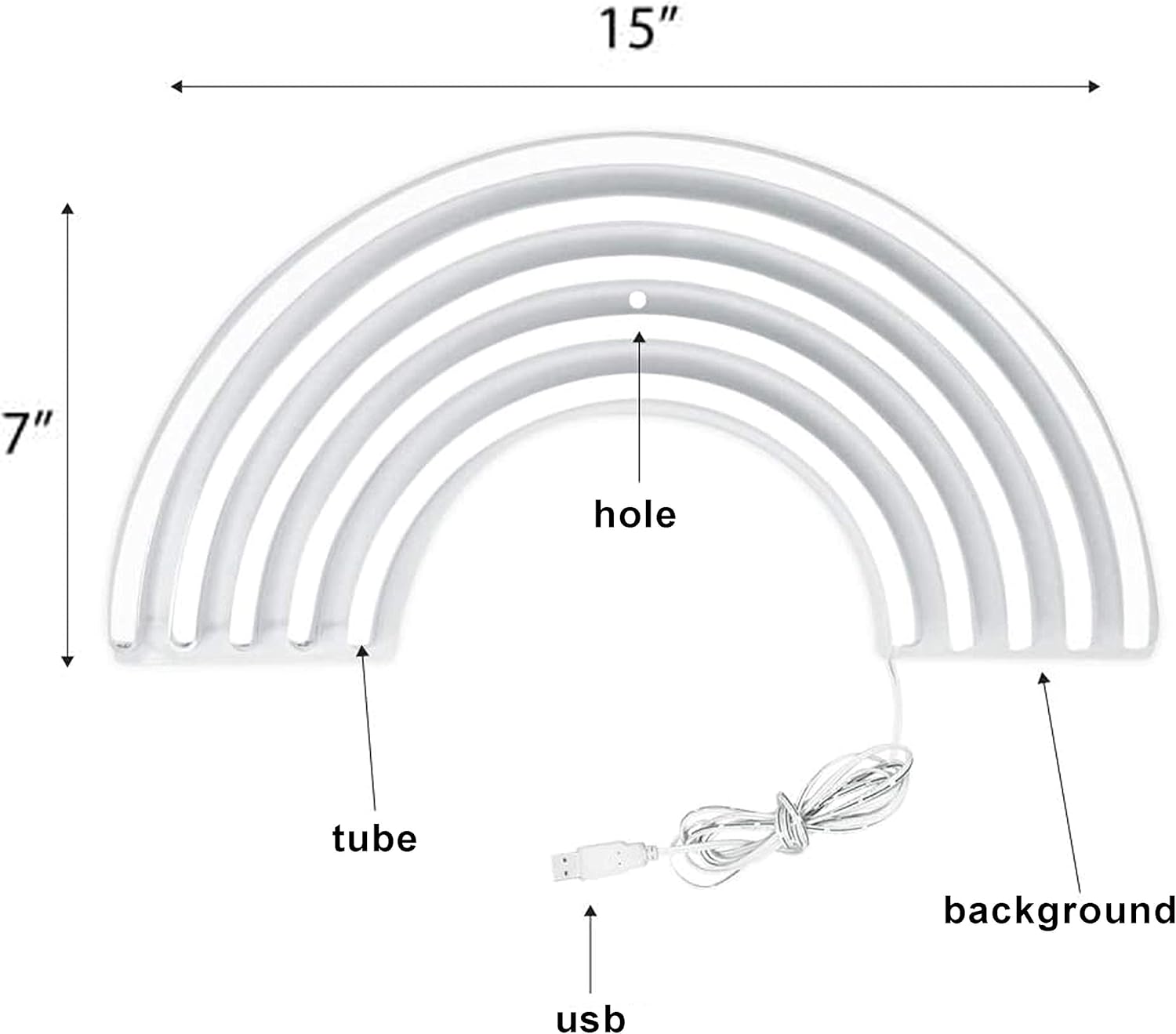 Luz de neón arcoíris, lindo letrero de neón colorido de arcoíris, luz nocturna alimentada por USB como decoración de pared para habitación de niños,