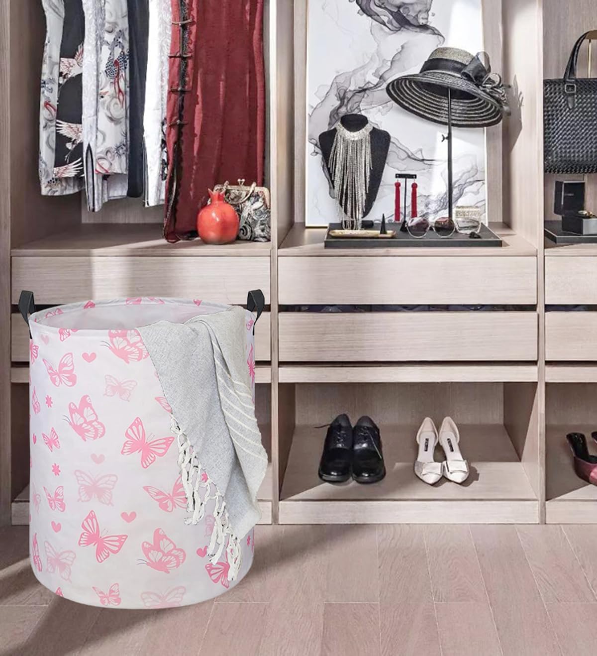 Cesta de almacenamiento impermeable de lona duradera de 19.7 pulgadas para habitación de niñas, cesta de almacenamiento para ropa sucia, juguetes de