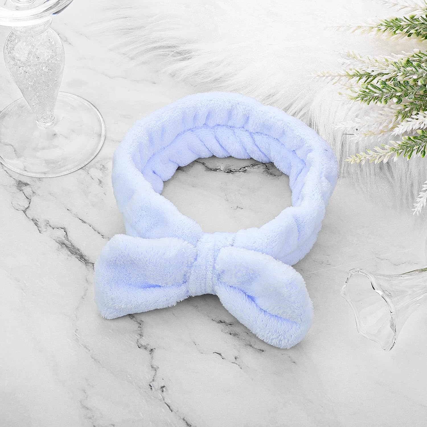 Diadema de spa, bandas para el cabello con lazo, diademas de maquillaje para mujer, de forro polar coral, diadema elástica para lavar la cara,