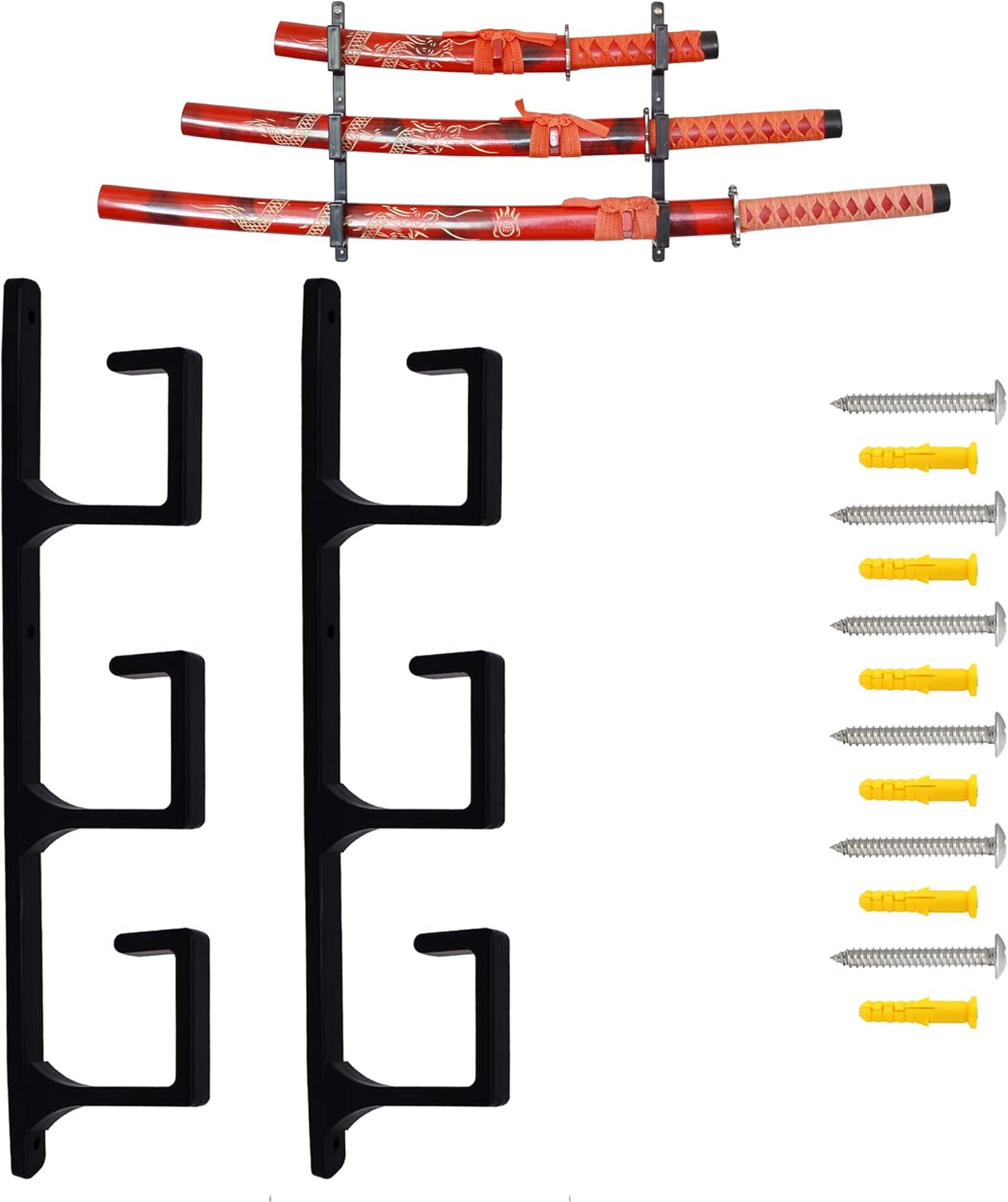 YYST Soporte de pared con espada negra para colgar en la pared, pantalla horizontal
