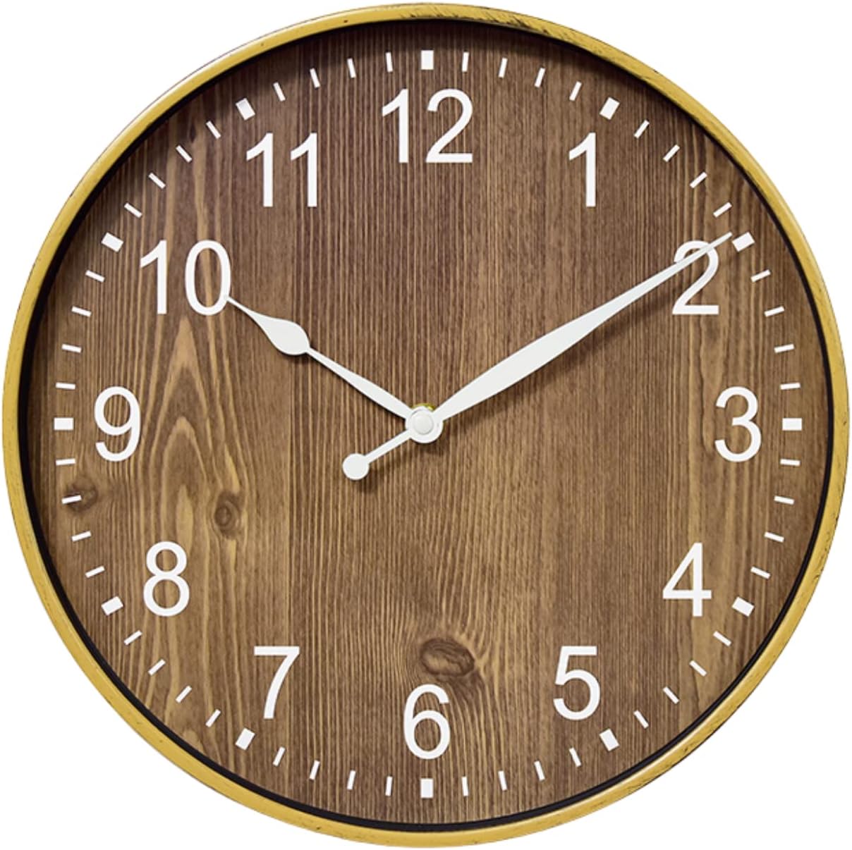 Reloj de pared 12” Wall Clock for Living Room Decor, Large Number Easy to Read, Wood Grain Design Silent Non-Ticking Round Wall Clock for Kid’s
