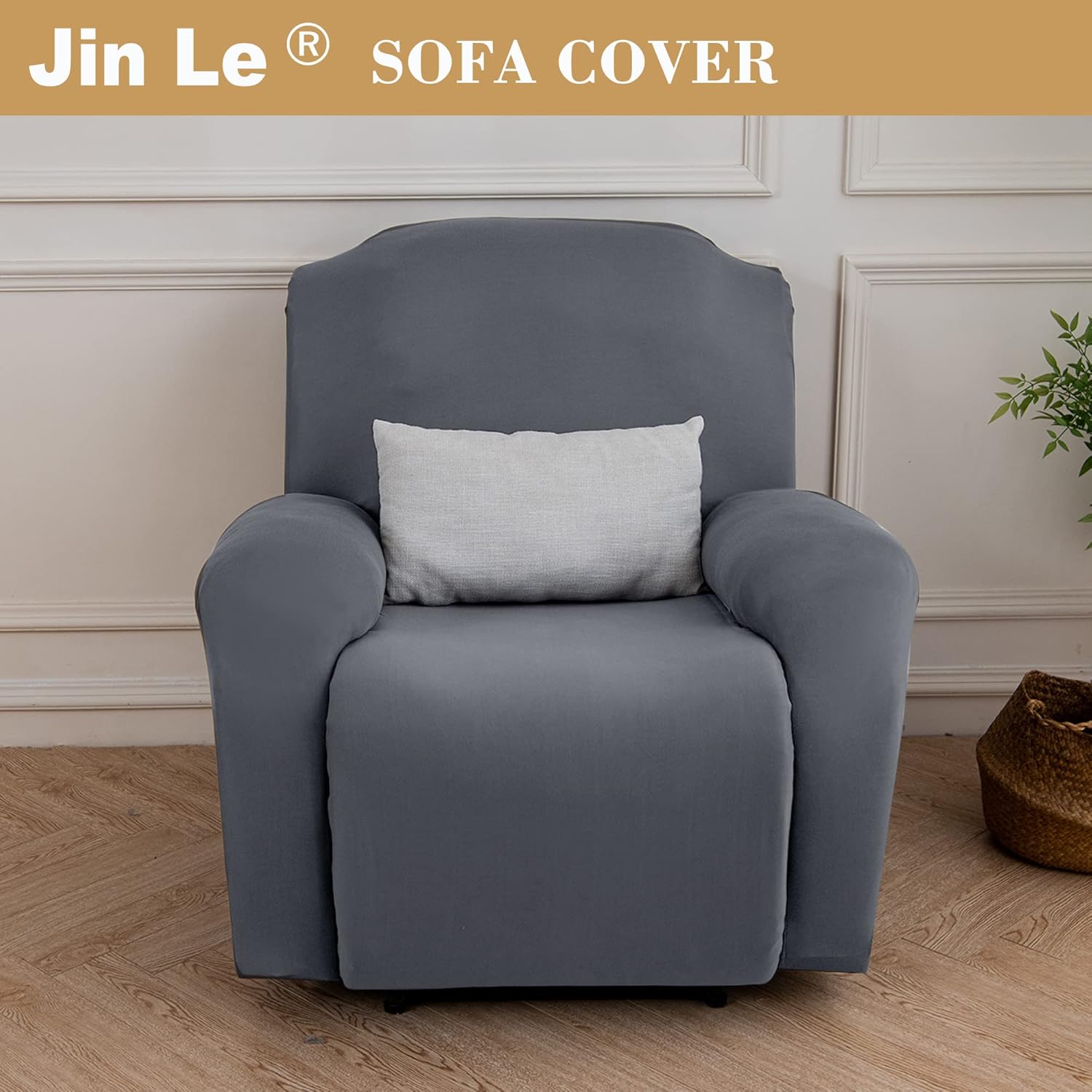Jin Le Funda elástica para sillón reclinable de 4 piezas, funda para sofá reclinable de 1 plaza, funda protectora suave de muebles con parte