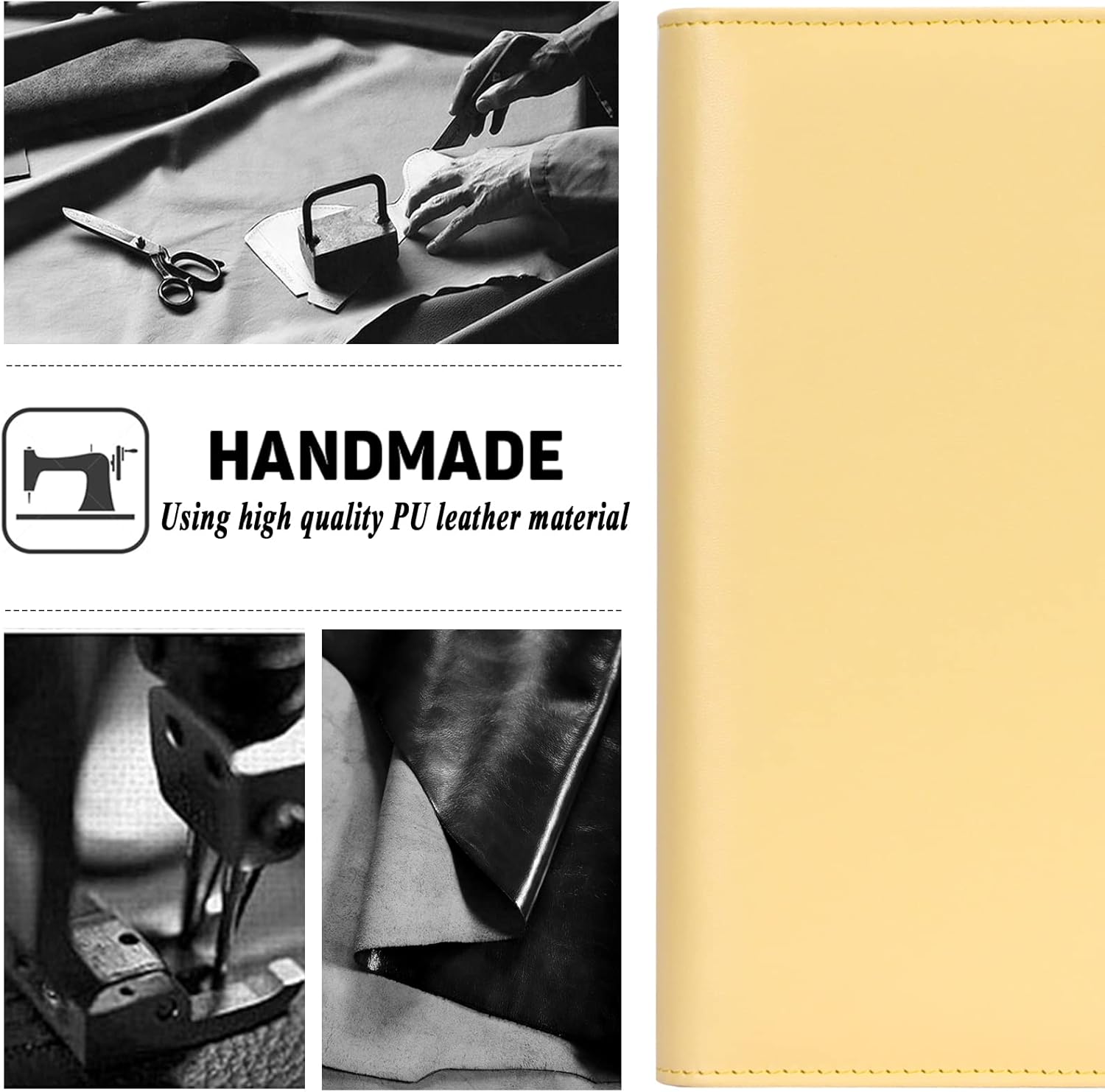 Toplive Carpeta A5 con 6 anillas, planificador de presupuesto, recargable, cubierta de carpeta Makaron, color amarillo, A5, cuaderno de piel