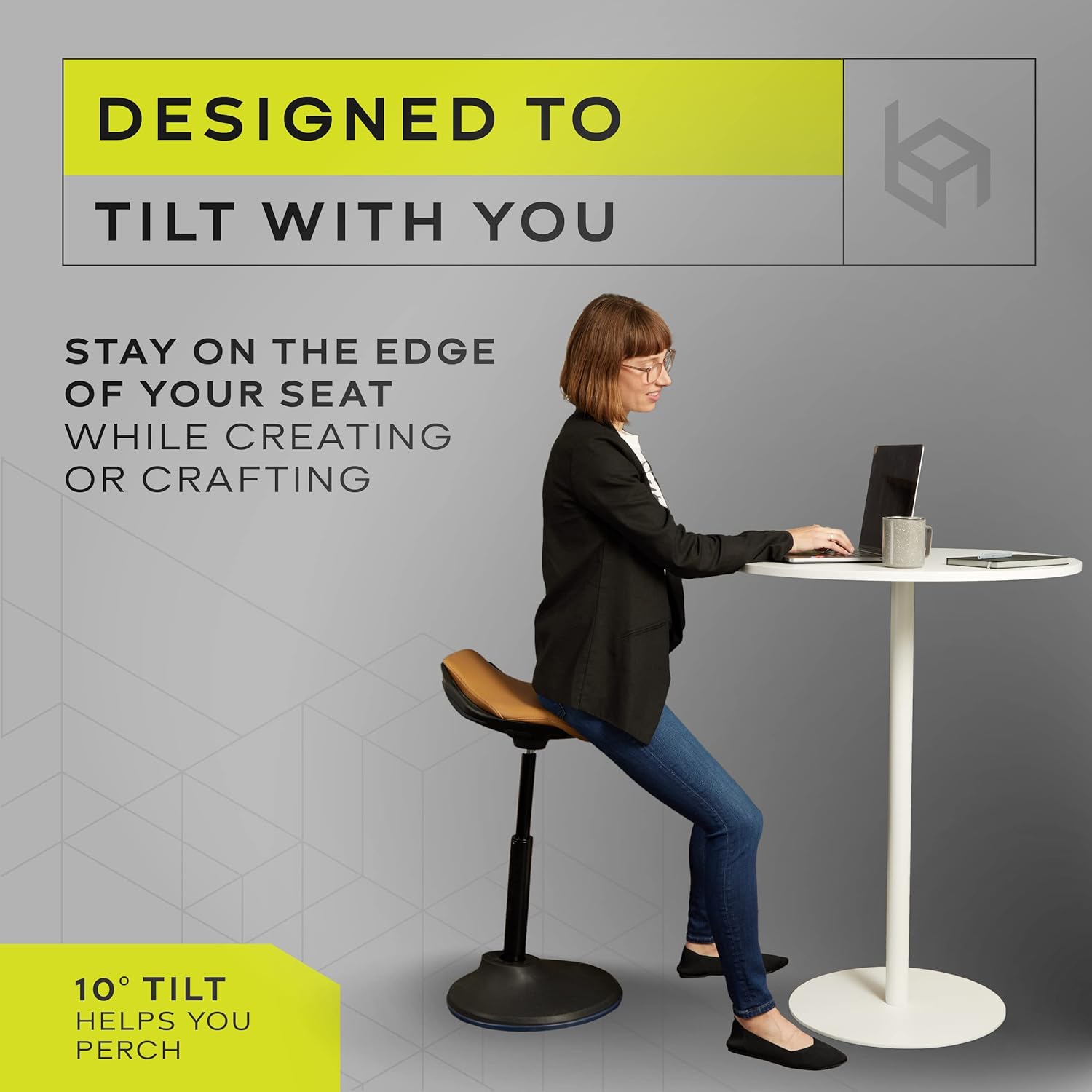 bonVIVO Silla de escritorio de pie  Silla ergonómica para escritorios de oficina altos con soporte trasero y asas para postura y equilibrio