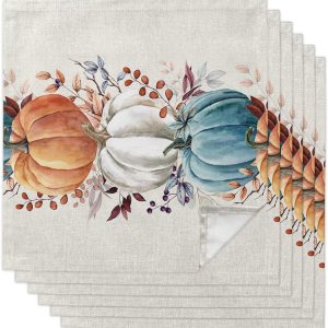 Juego de 6 servilletas de tela de Acción de Gracias, lavables y reutilizables, para cocina, fiesta, boda, banquete, vacaciones, decoración de mesa Juego de 6 servilletas de tela de Acción de Gracias, lavables y reutilizables, para cocina, fiesta, boda, banquete, vacaciones, decoración de mesa