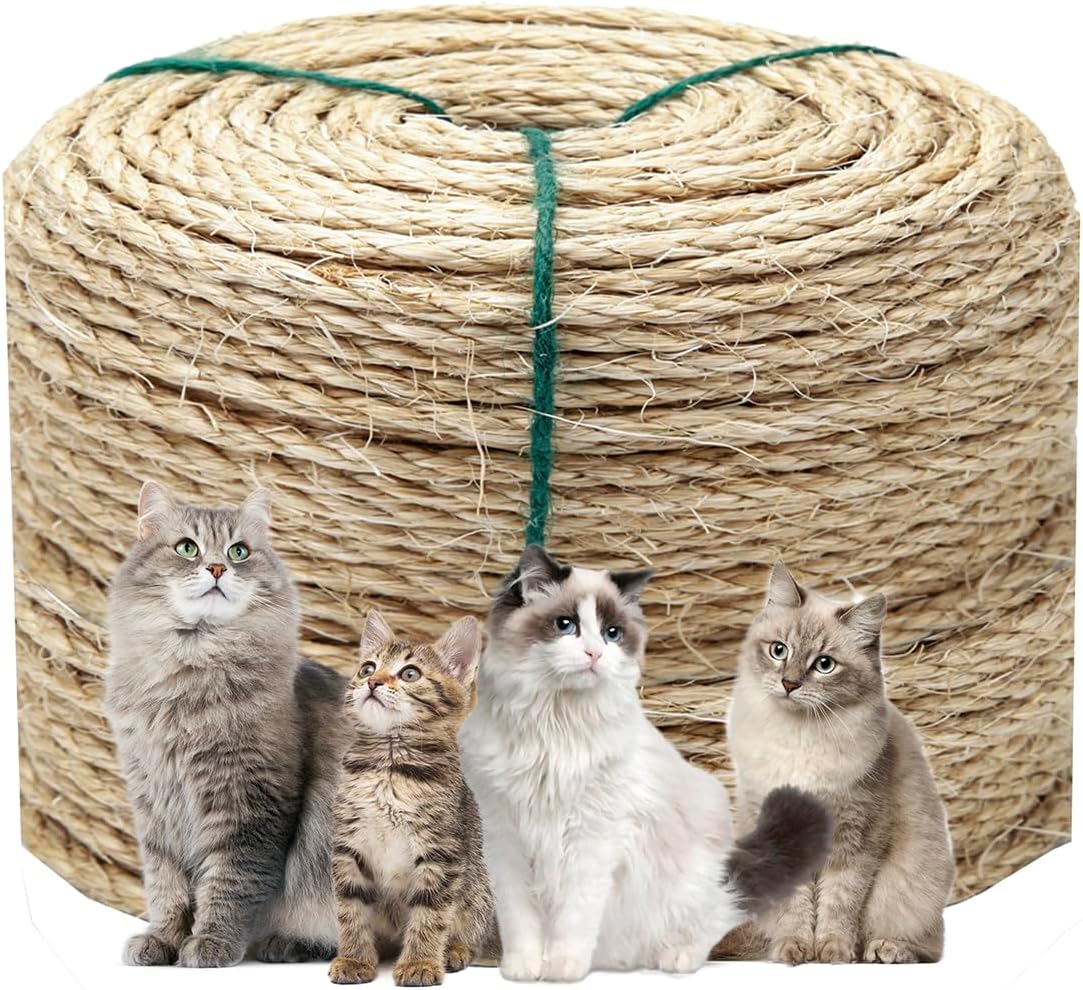 Cuerda de sisal para rascador de gatos, 532 pulgadas de diámetro, cuerda de 164 pies para rascador de gatos, piezas de repuesto de torre de árbol,