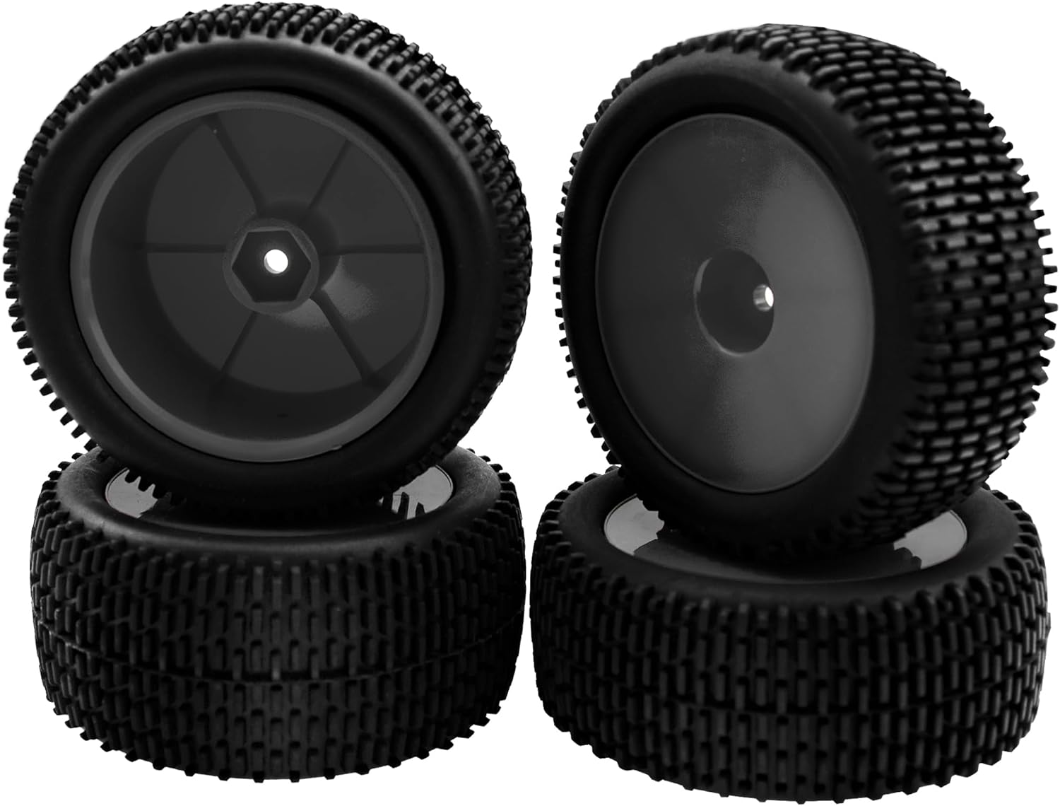 OD 88mm3.46″ Neumático de goma delantero trasero y llantas de plástico 0.472 in cubo hexagonal compatible con Redcat Tornado Shockwave HPI HSP
