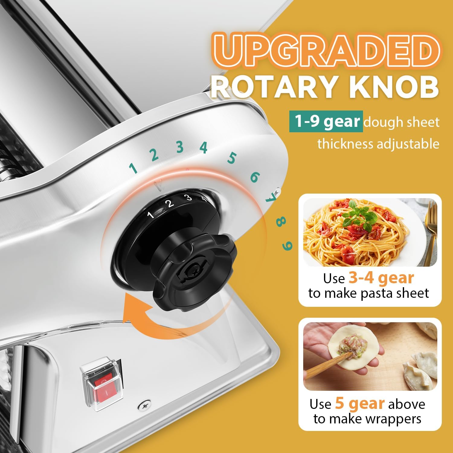 Newhai Máquina eléctrica para hacer pasta, máquina para fabricar fideos familiares, rodillo de masa de 0.098 in, espagueti, 0.157 in de ancho, 0.354