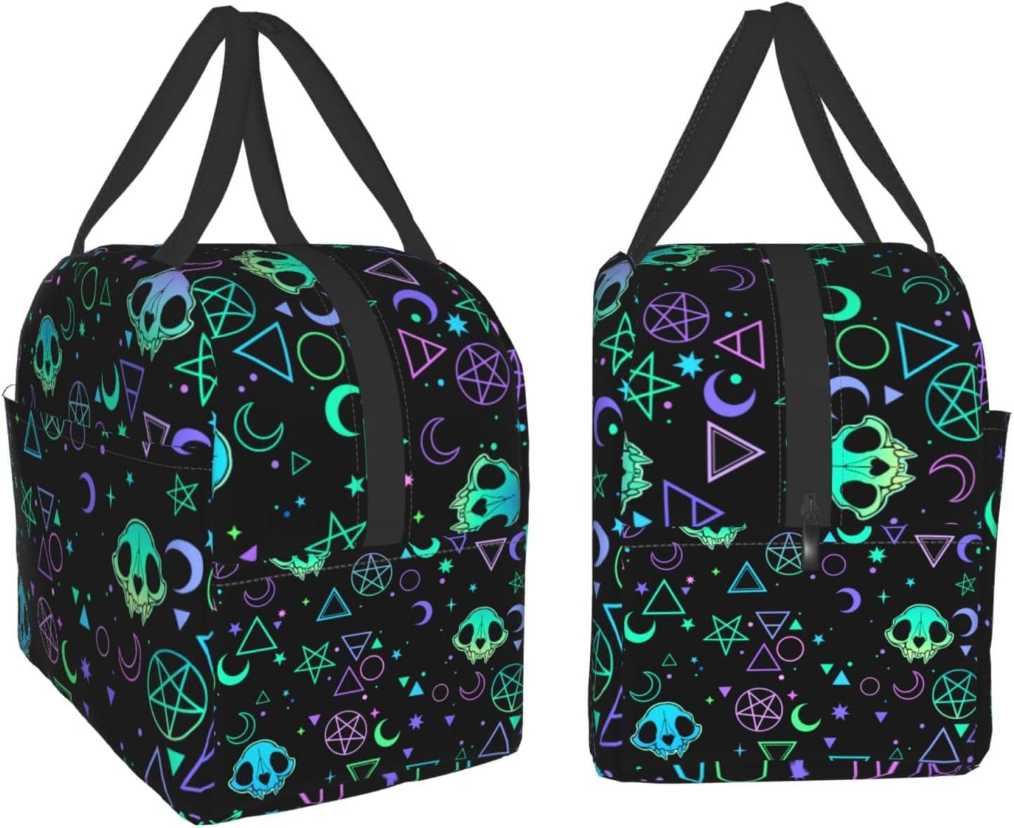 Bolsa de almuerzo con diseño de calaveras mágicas de brujería, reutilizable, aislada, para niñas, niños, mujeres, hombres, escuela, trabajo, viajes,