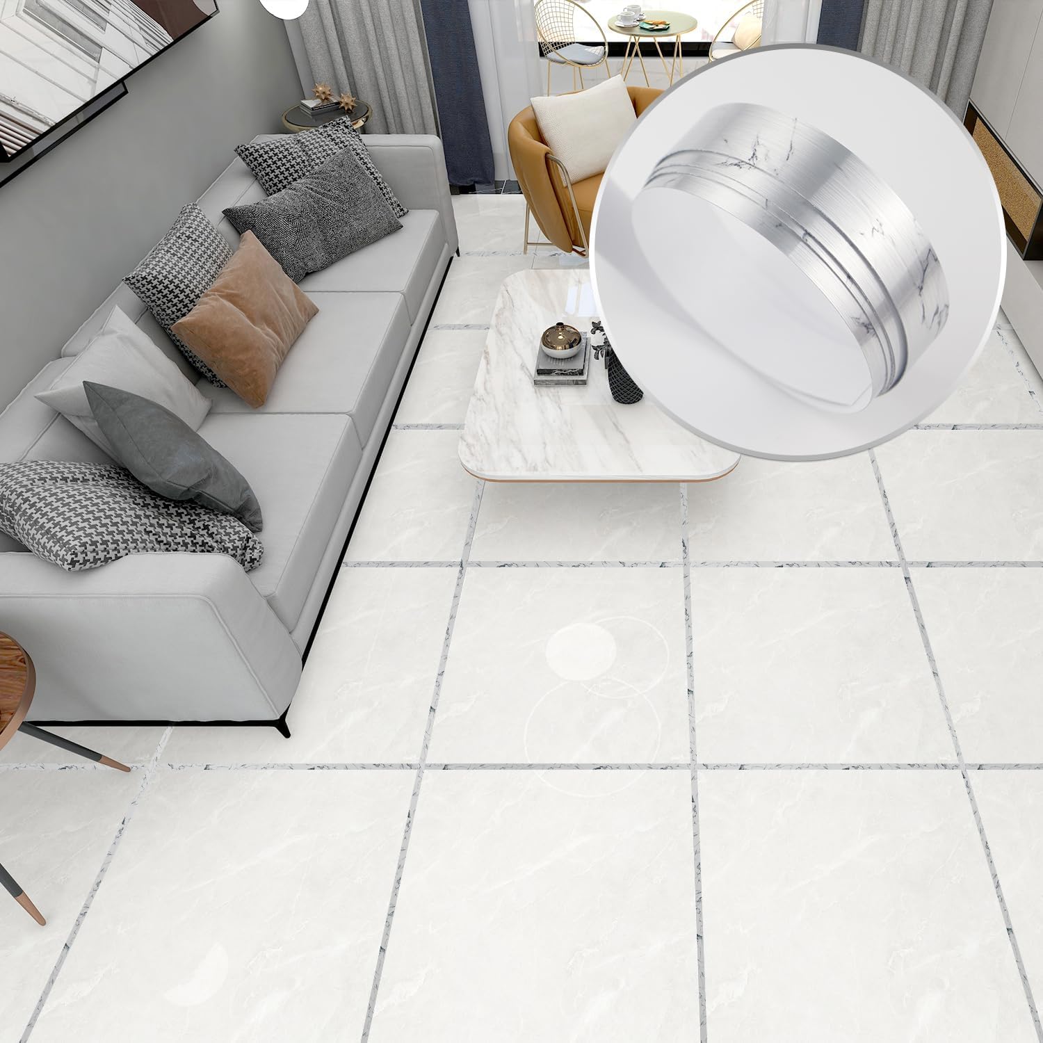 Adhesivos decorativos de alambre plateado para azulejos de mármol, adhesivo de pared para piso, línea de aluminio, adhesivo impermeable para cocina,