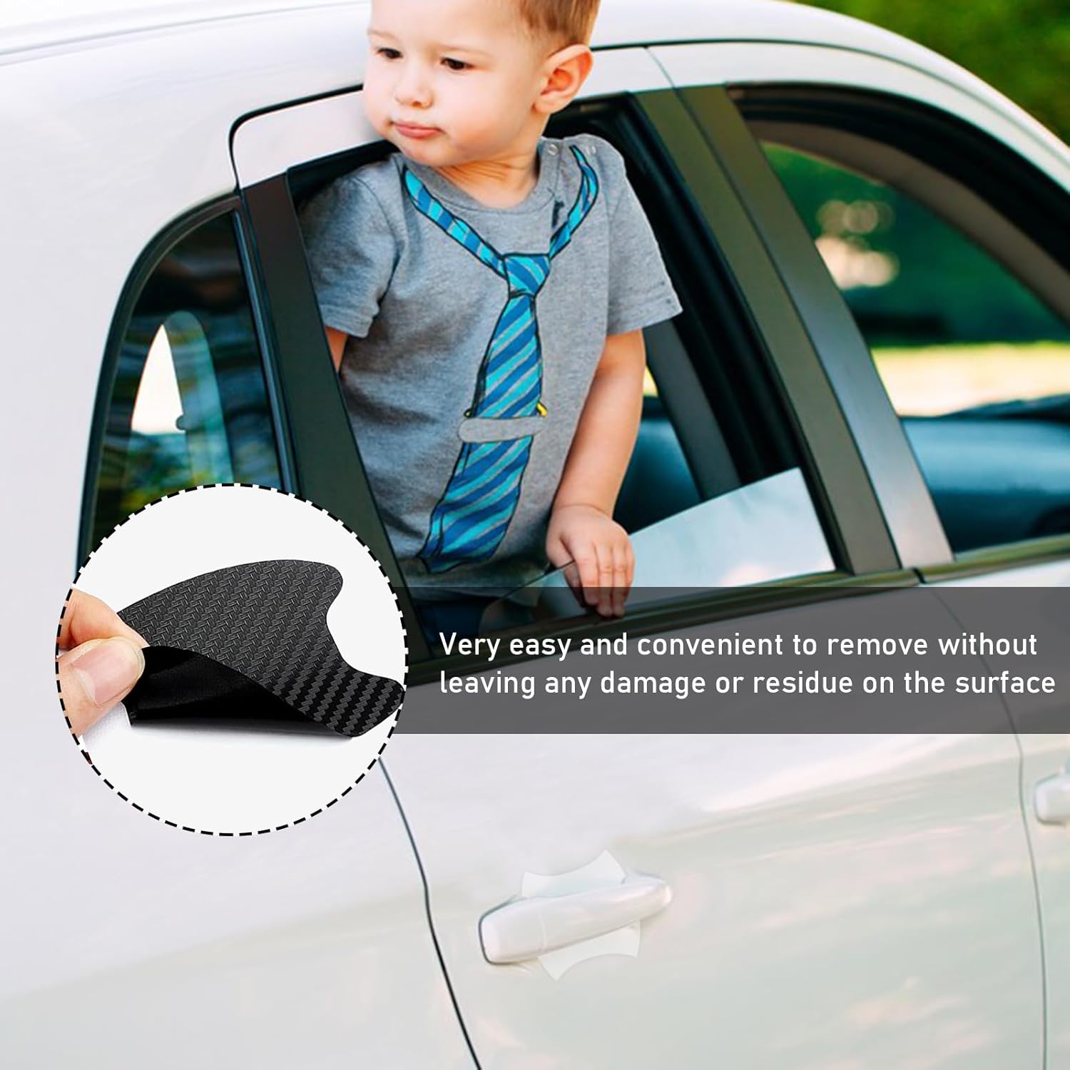 4 protectores contra arañazos para manijas de puerta de automóvil, textura de fibra de carbono, protector de pintura para manija lateral de puerta,