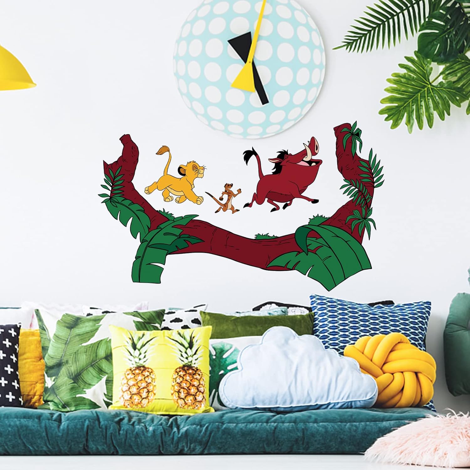 Decoración de pared para habitación de niños, calcomanías de pared de dibujos animados de león de vinilo, lindas calcomanías de pared de león para