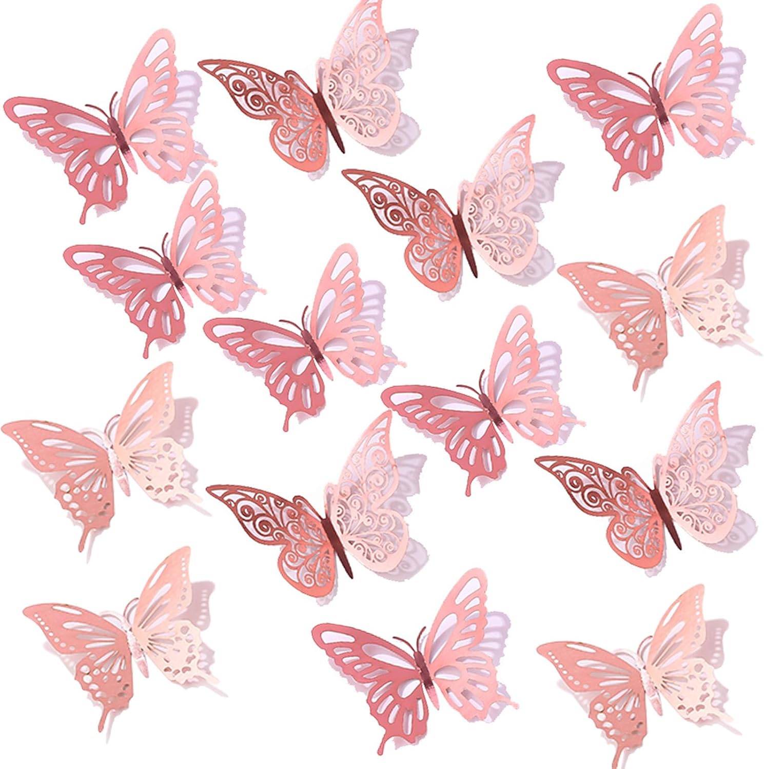 72 calcomanías de pared de mariposa, decoración de pared de mariposa 3D de Shemboli para decoración de fiesta de cumpleaños, decoración de pastel de