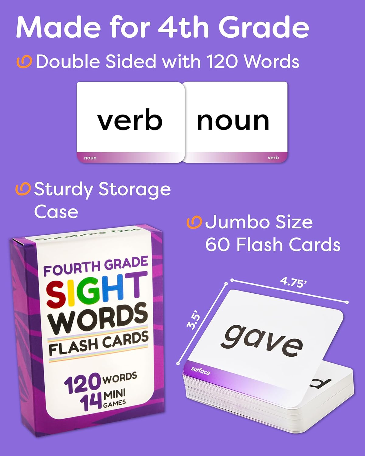 Sight Words – Tarjetas flash de 4 grado  120 palabras de alta frecuencia de la lista de palabras a la vista de Dolch y Fry’s para edades de 9 a 10