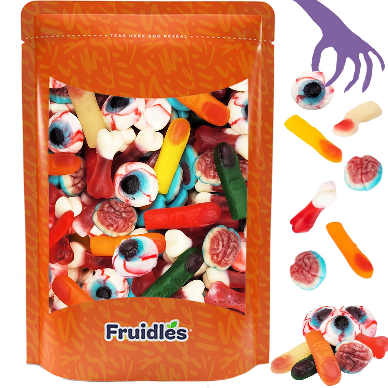 Fruidles Gomitas de Halloween que faltan partes del cuerpo, aperitivos divertidos y festivos (bolsa de 1 libra)