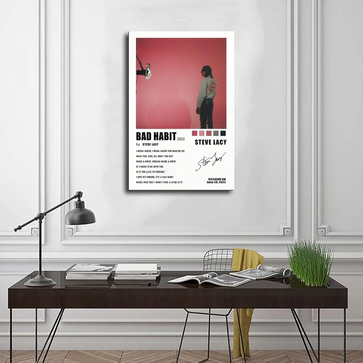 Fyzuf Póster de lienzo con texto en inglés “Singer Steve Lacy Music Bad Habit Bad Habit” para decoración de pared, pinturas para sala de estar,