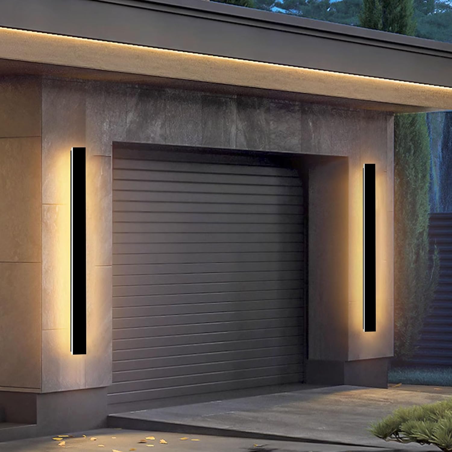GREMLBUK Paquete de 2 lámparas de pared para exteriores de 59 pulgadas, aplique de pared LED largo para exteriores, lámpara de pared moderna de 3000