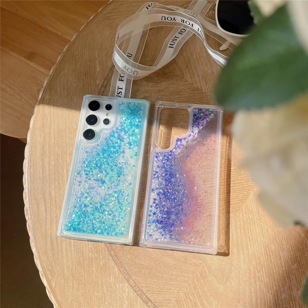 Compatible con fundas transparentes Samsung Samsung A32 4G, gradiente luminoso de arena movediza brillante brillante con purpurina líquida cascada
