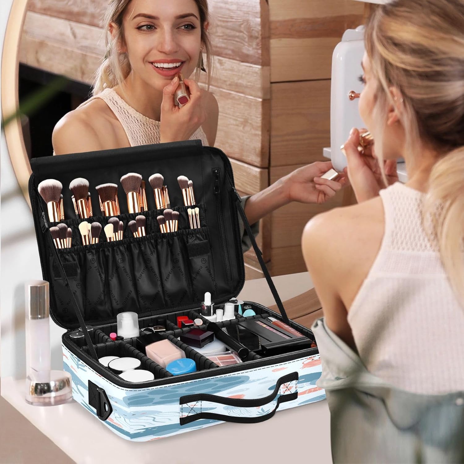 Sea Ocean Animals Corals Seaweeds Shells fashion cosmetic travel bags for women up bag organizator large makeup organizer bolso para maquillaje men