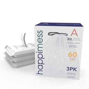happimess HPM3000A-WHITE – Bolsas de basura con cordón de cocina de 7.9 galones, forro para botes de basura, color blanco, 60 unidades, 3 paquetes happimess HPM3000A-WHITE – Bolsas de basura con cordón de cocina de 7.9 galones, forro para botes de basura, color blanco, 60 unidades, 3 paquetes