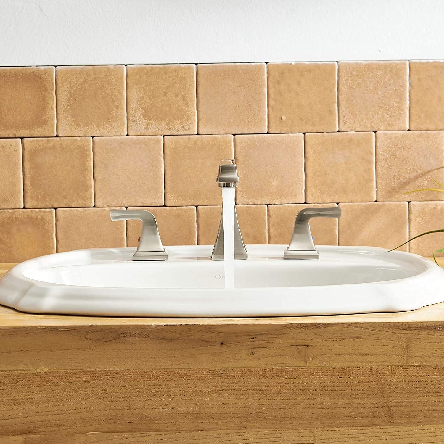 Grifo de lavabo de baño de 3 agujeros, latón con dos asas, grifo ancho de 8 pulgadas con drenaje emergente, grifos de baño y manguera de suministro