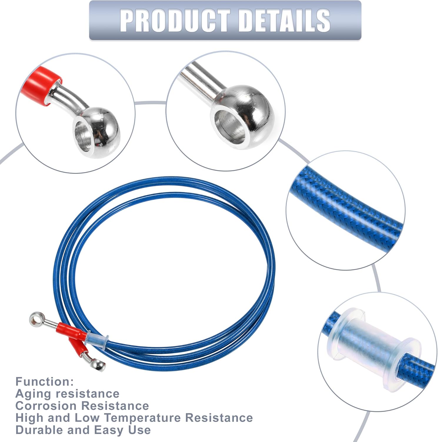 X AUTOHAUX 90.6 in 90.55″ Longitud 0.394 in ID motocicleta hidráulico freno línea aceite manguera tubo 28 0 acero inoxidable trenzado cable para ATV