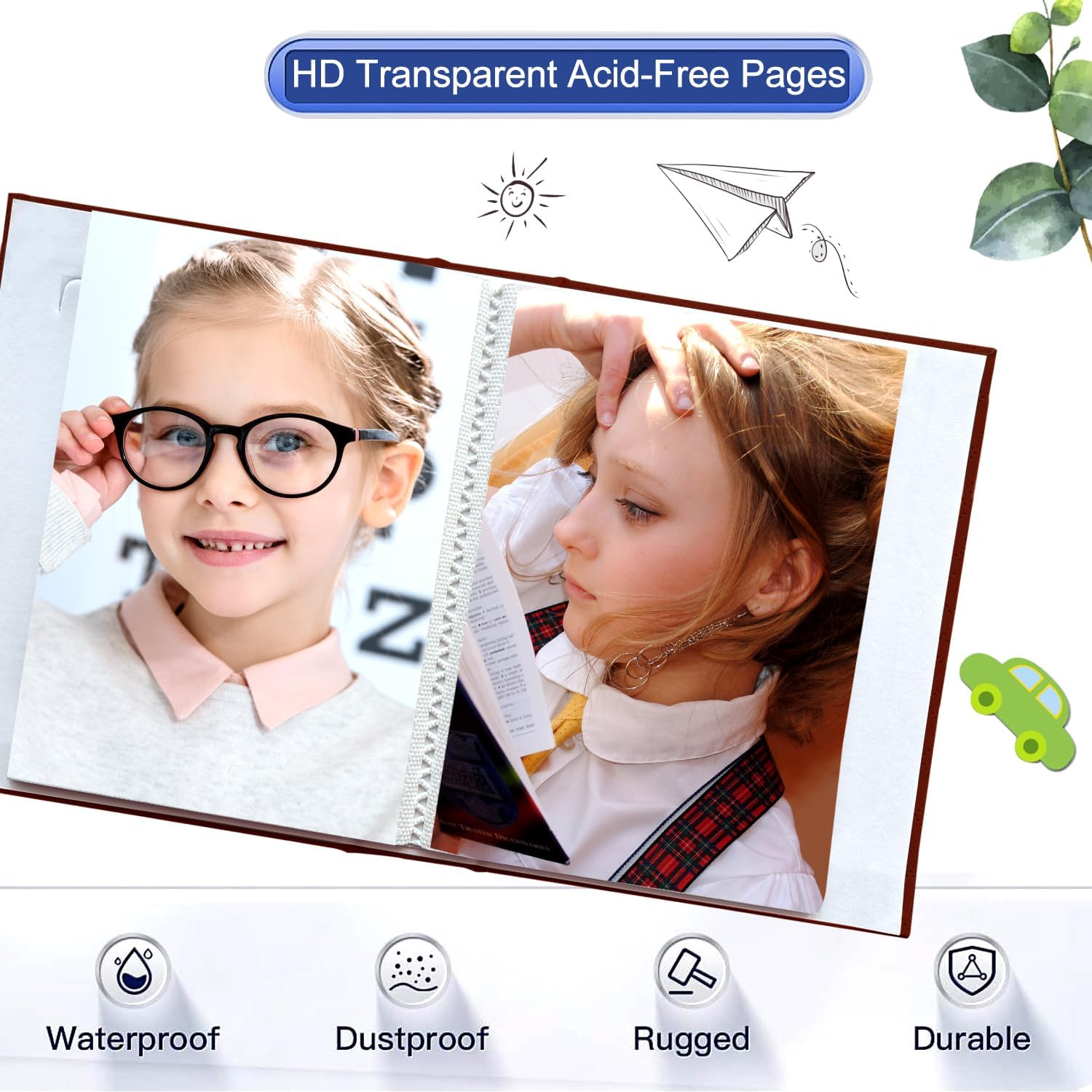 Zoview Art Álbum de fotos pequeño portátil de 4 x 6 pulgadas, cada 28 páginas transparentes con capacidad para 56 imágenes, mini álbumes de piel