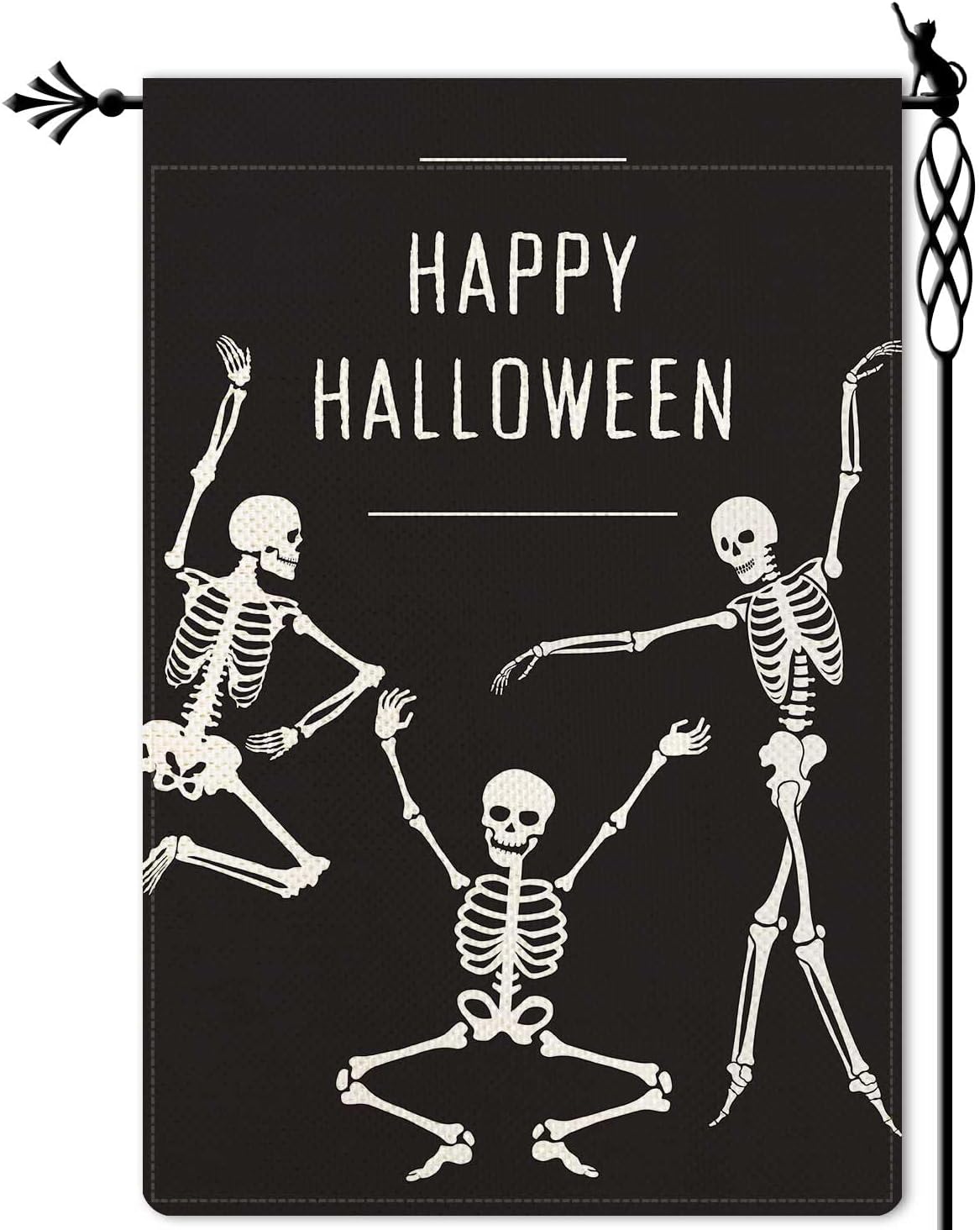 Jauageon Bandera de jardín de Halloween con diseño de esqueleto de Halloween, espeluznante fantasma, calavera vertical, de doble cara, rústica,