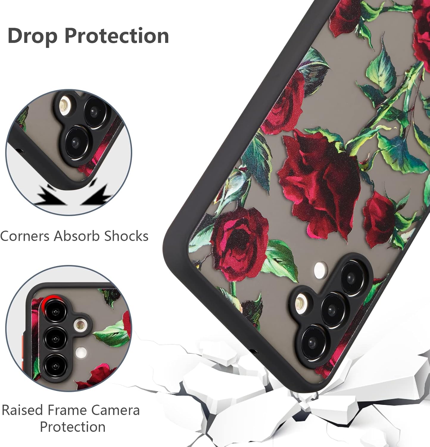XIZYO Funda para Samsung Galaxy A14 5G, diseño rosa, funda de teléfono floral para niñas y mujeres, patrón impreso delgado, translúcido, mate, TPU