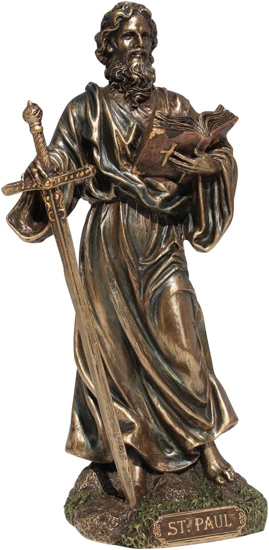US Figura de color bronce de San Pablo, el apóstol de los gentiles de 7.88 pulgadas