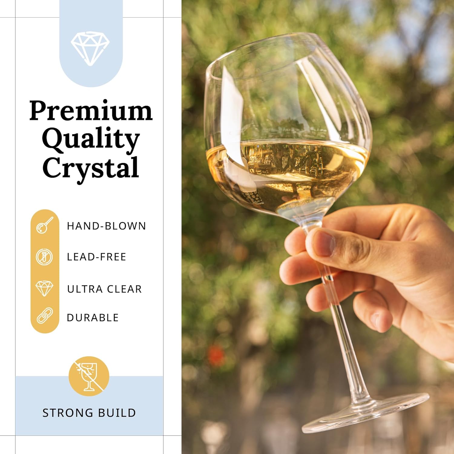 Juego de 4 copas de vino  Elegante juego de regalo de copa de vino de 22 onzas  Copas de vino de cristal modernas de tallo largo para vino blanco y