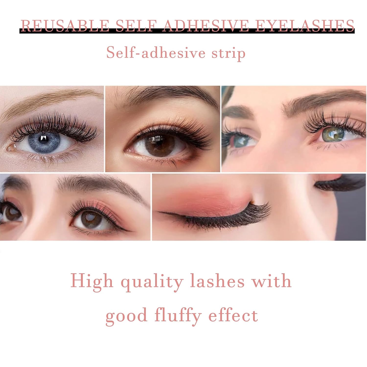 XTKDAIUI Pestañas autoadhesivas, pestañas autoadhesivas reutilizables, no necesita pegamento, pestañas postizas naturalmente densas para maquillaje,