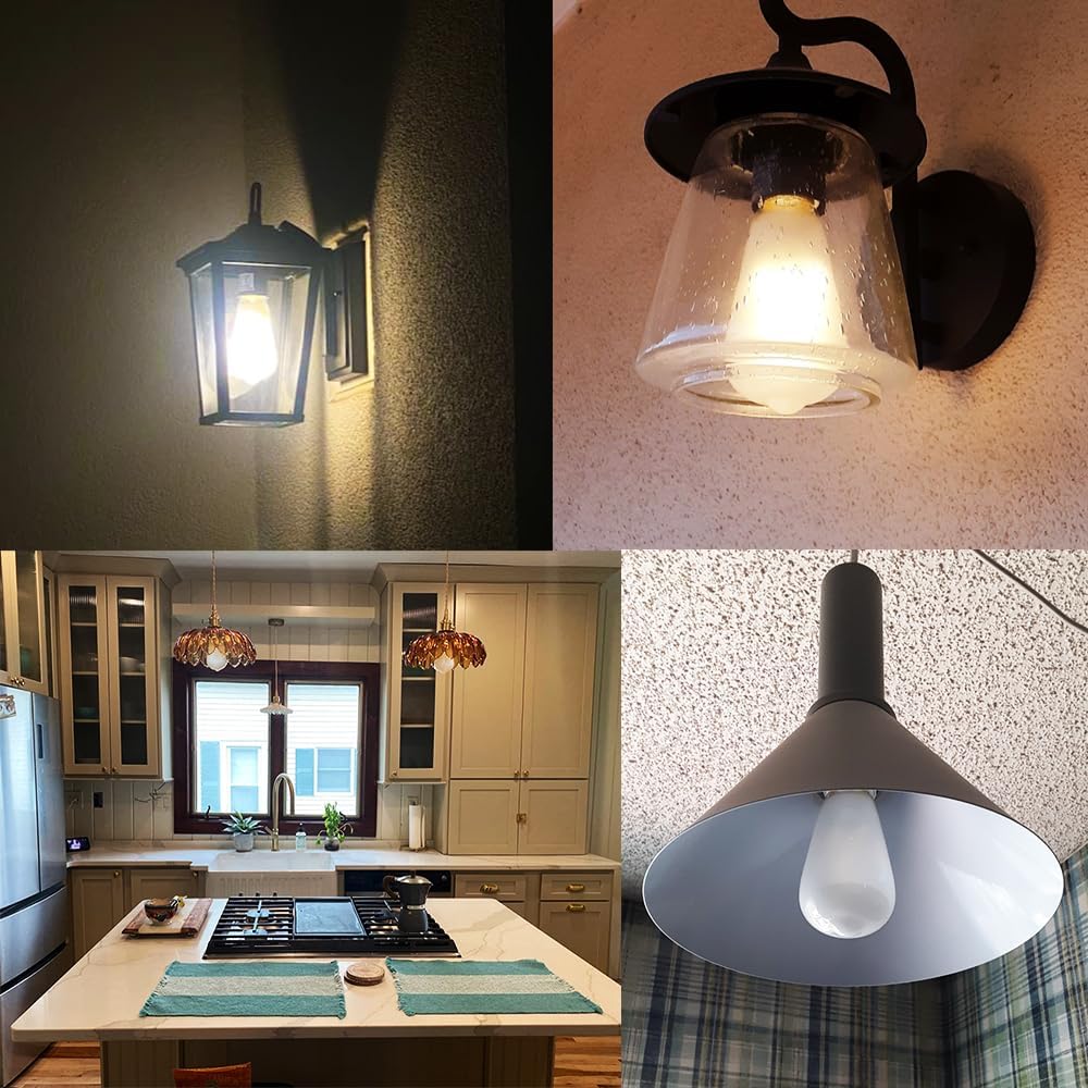 ST64 – Bombillas LED vintage equivalentes a 6 W, 60 W, 2700 K, blanco cálido, 800 lm, brillo regulable, bombillas LED con base E26 y cubierta de
