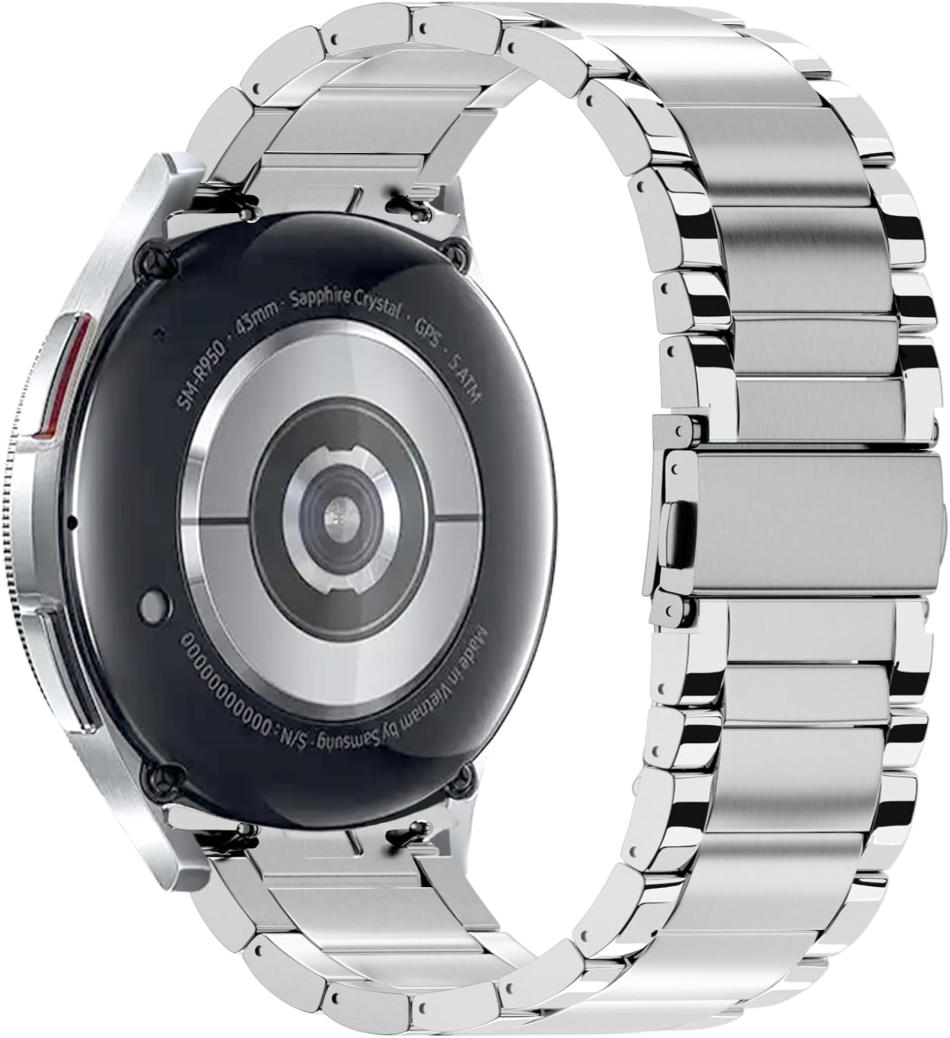 LDFAS Compatible con Samsung Galaxy Watch 6 Classic de 1.77 pulgadas y 1.73 pulgadas, correa de reloj de metal de acero inoxidable de 0.78 pulgadas