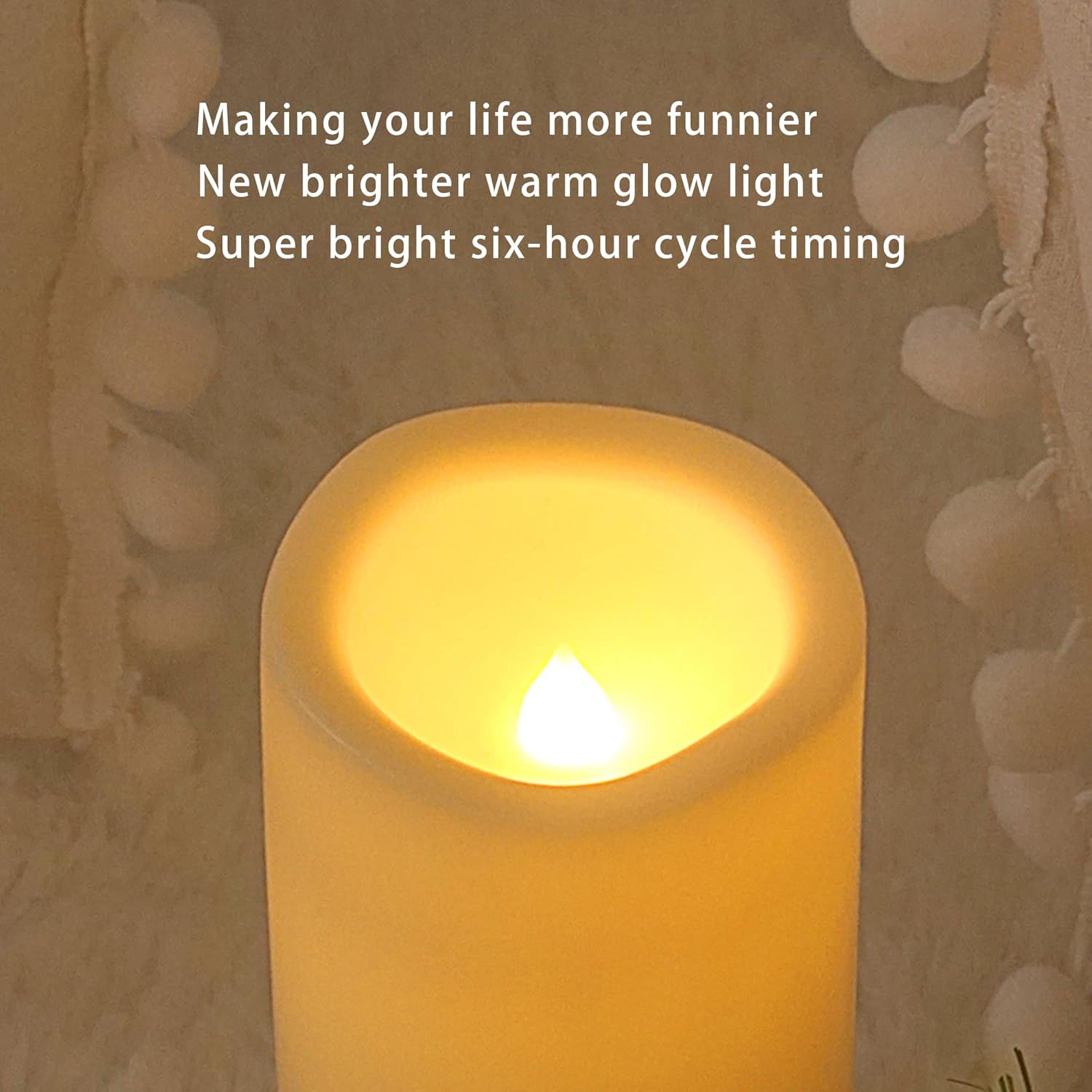 Velas LED de 4 x 6 pulgadas sin llama para exteriores, funciona con pilas, luces de plástico parpadeantes con temporizador para decoración del