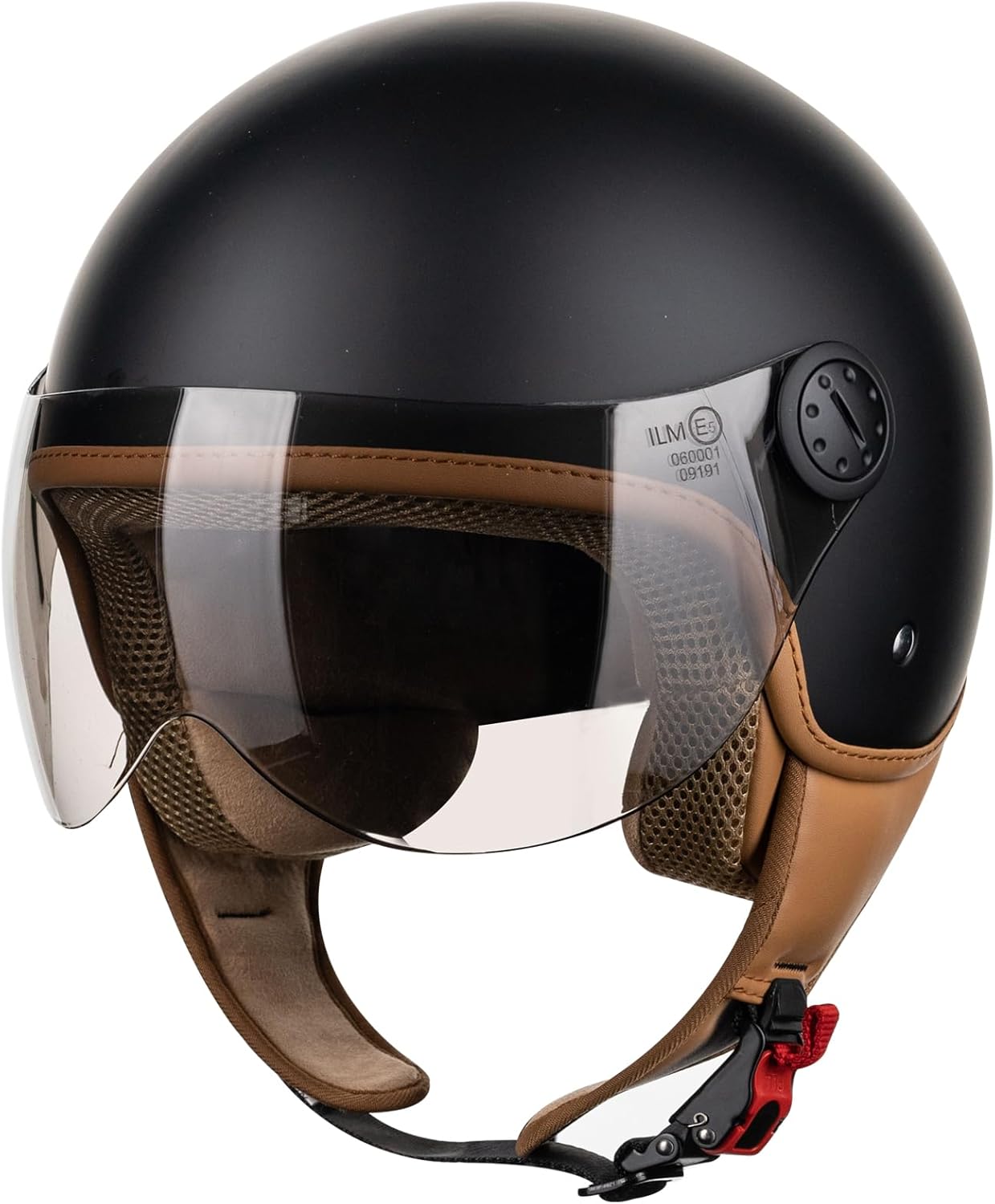 ILM Casco de motocicleta de cara abierta 34 para mujeres y hombres, casco retro para ciclomotor, scooter, crucero, casco vintage, medio casco DOT