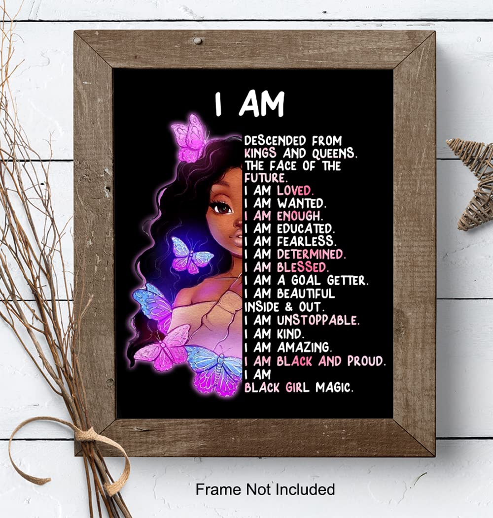 Inspiring Black Girl Wall Decor LARGE 11×14 – African American Girl Art Print – Inspirational positive affirmation – Motivational Quotes – Girls