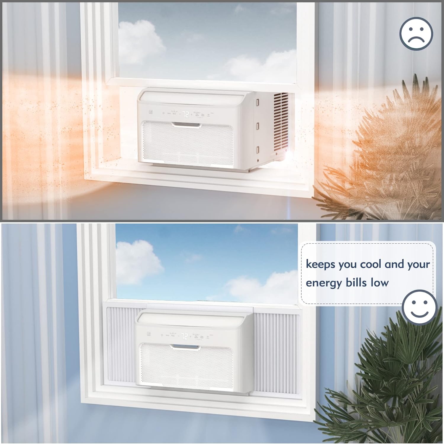 Flamorrow Paneles laterales de aire acondicionado de ventana con marco, se adapta a aires acondicionados de ventana de 12,000 BTU, kit de relleno de