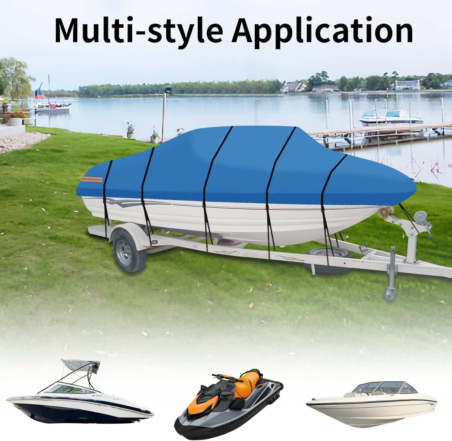 Easy-Going Trailerable – Cubierta impermeable para lancha de hasta 17-19 pies de largo x 96 pulgadas de ancho, resistente a los rayos UV, cubierta