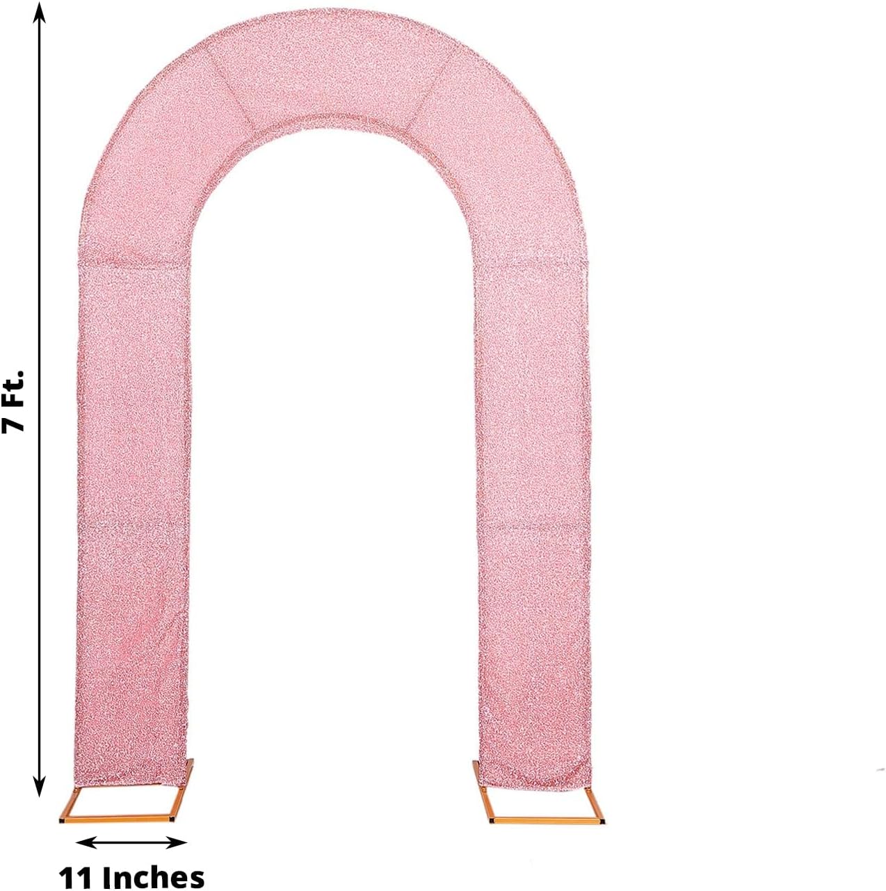 Efavormart – Cubierta de telón de fondo de arco abierto de 7 pies, color oro rosa brillante, de elastano, con doble cara en forma de U, para arco de