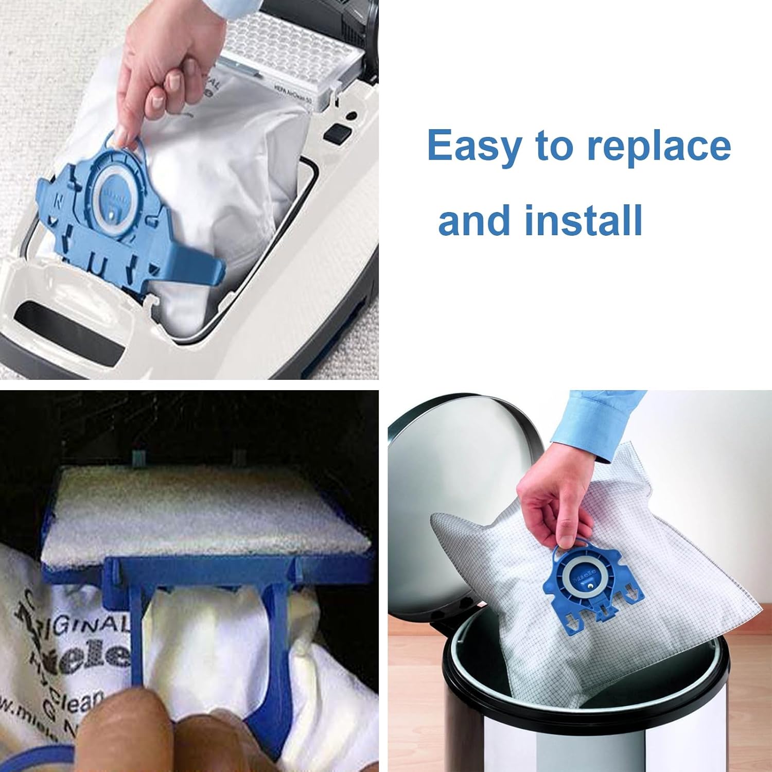 Paquete de 10 bolsas Airclean GN 3D para aspiradora compatibles con Miele Classic C1 Complete C1, C2, C3, S400i S600 S2 S5 S8 Series con 3 filtros