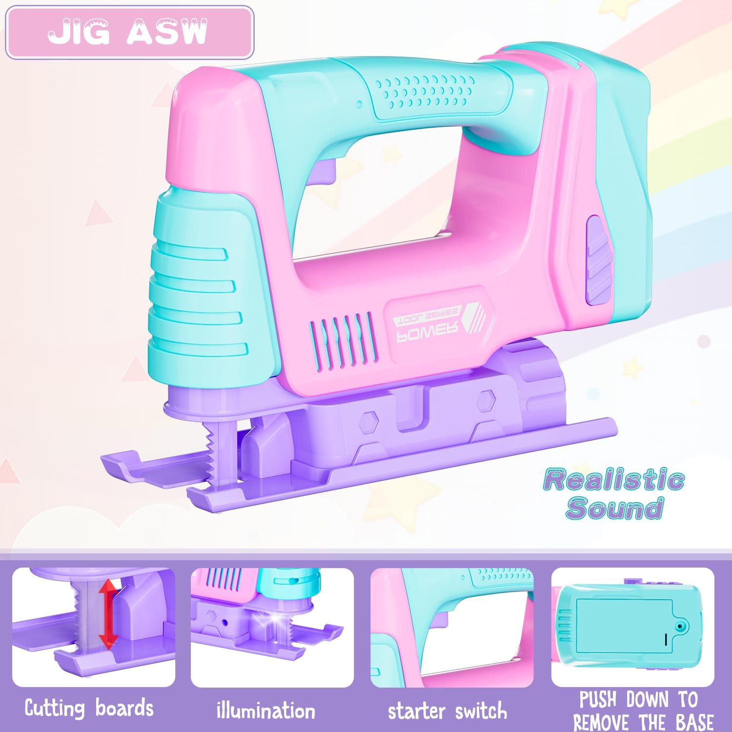 Kit de herramientas para niños, juego de herramientas para niños de 33 piezas, incluye motosierra de juguete, taladro de juguete eléctrico, juguetes