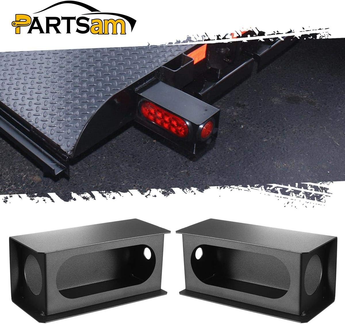 Partsam 2 unidades de acero negro resistente camión utilitario remolque 6 pulgadas protector de luz trasera caja ovalada de 2 pulgadas luz lateral