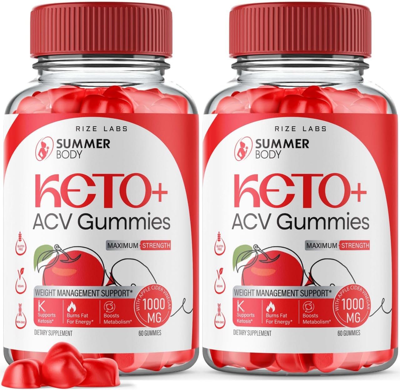 Paquete de 2 gomitas de verano Body Keto + ACV, gomitas Keto de cuerpo de verano para pérdida de peso avanzada, suplemento SummerKeto, gomitas de