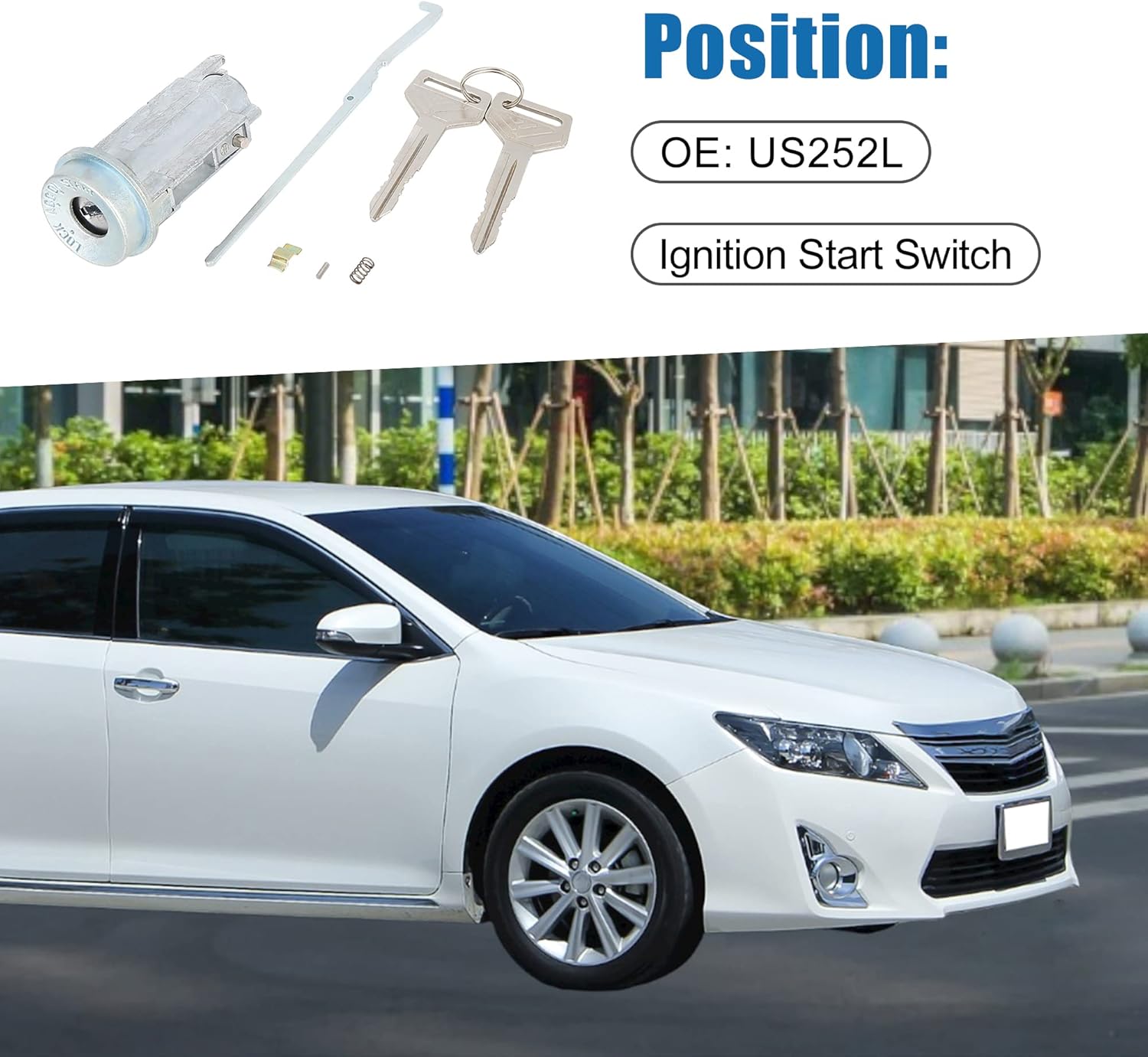 Cilindro de bloqueo del interruptor de encendido con 2 llaves US252L para Toyota Camry 1997-2001 (juego de 3)