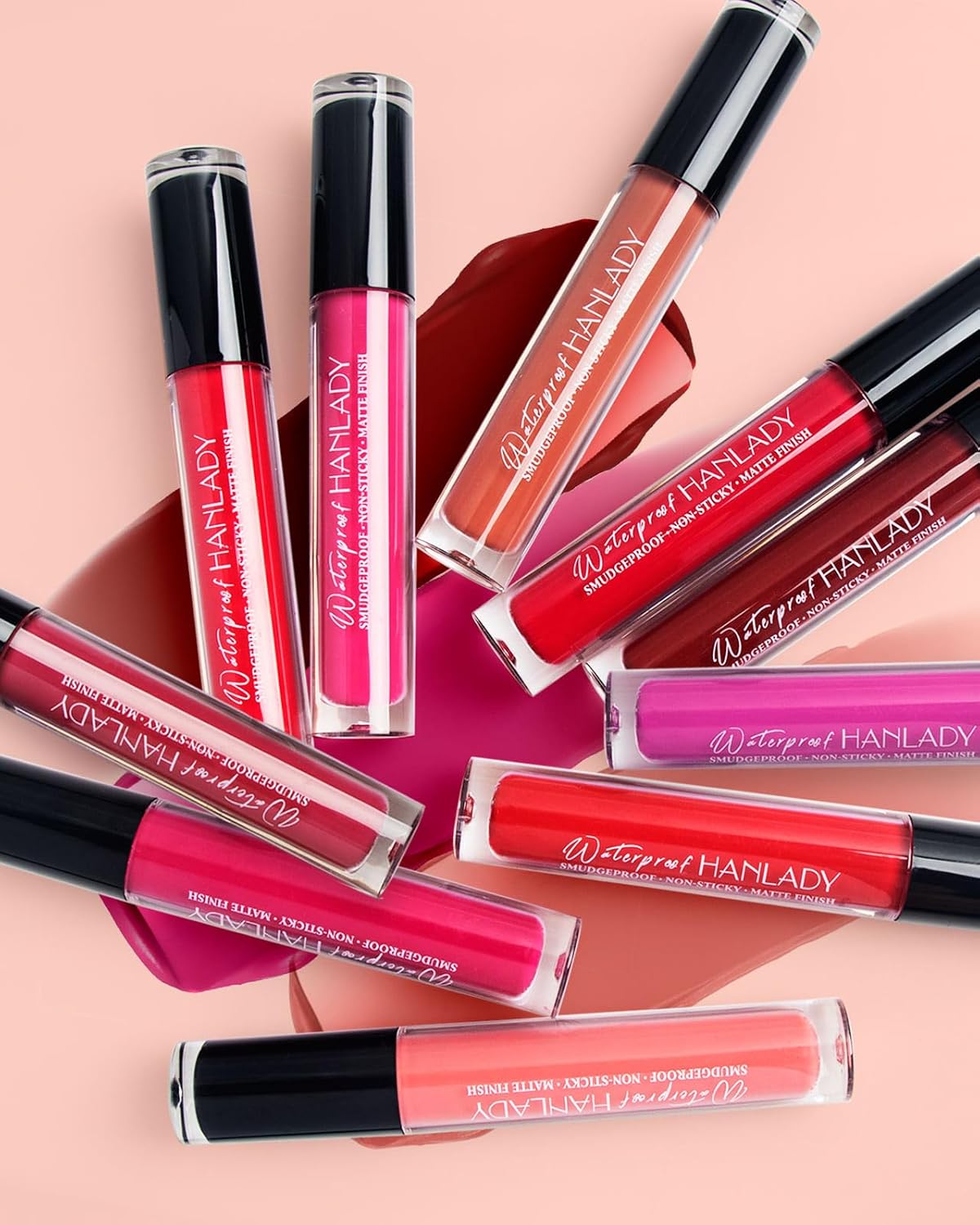 HANLADY Lápiz labial negro mate, negro oscuro, lápiz labial líquido de larga duración para mujeres, a prueba de manchas, manchas de labios sin