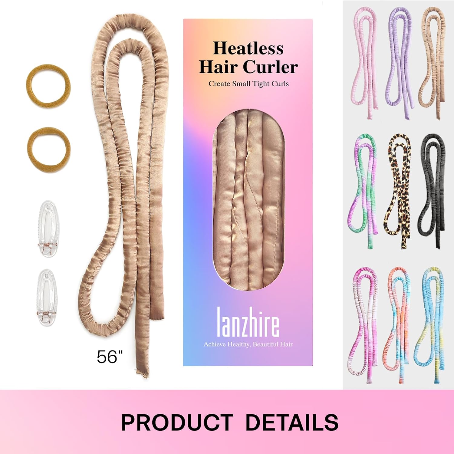 Diadema pequeña con varilla rizadora sin calor, para cabello largo y corto, sin calor para dormir, sin calor (dorado)