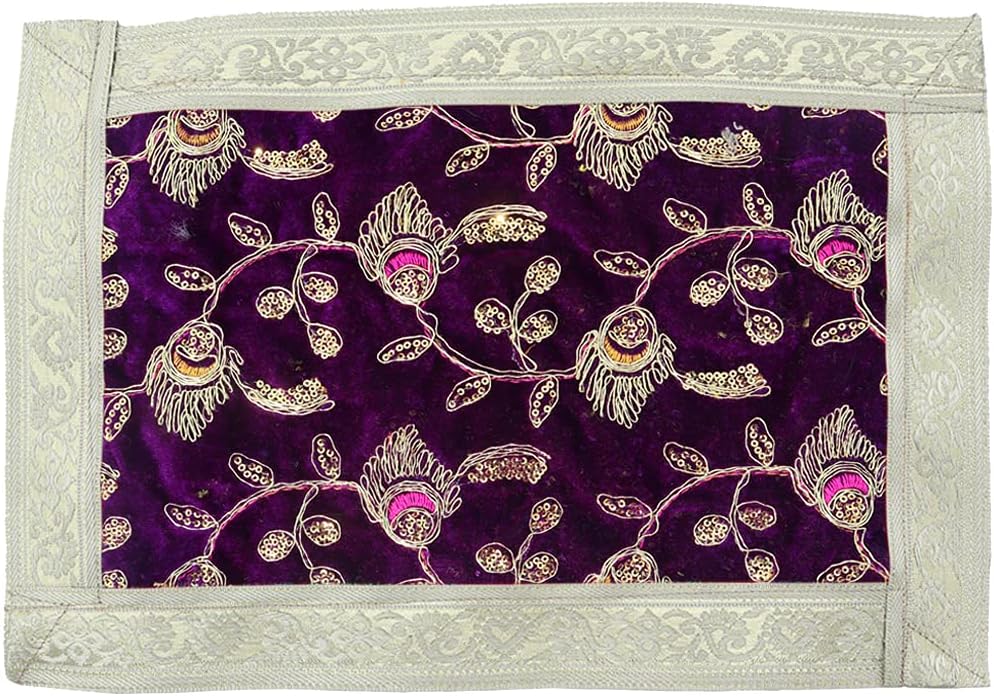 Shoppersduniya Aasan – Paño de terciopelo morado para mandir, templo, hogar, oficina, base, chowki, losa pequeña